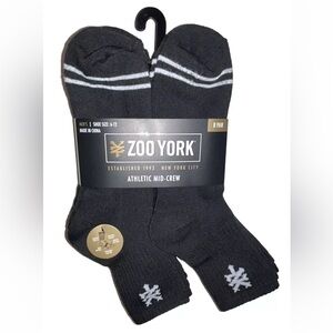 Zoo York Mid Crew Socks 8 Pair Men 6-12 Black White w Logo Skate Ride ZY NY NEW!